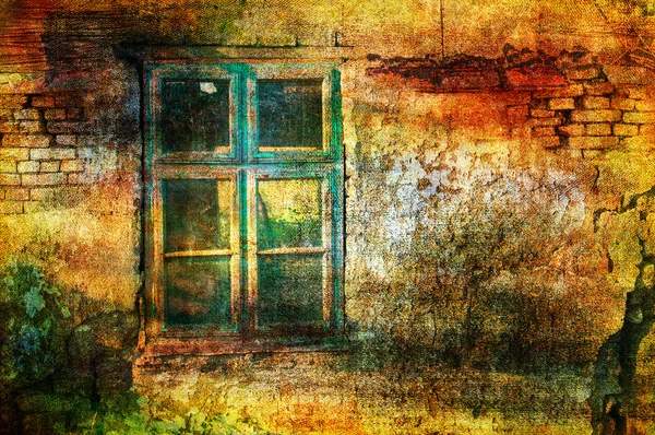 Art grunge background with window — Stock Photo, Image