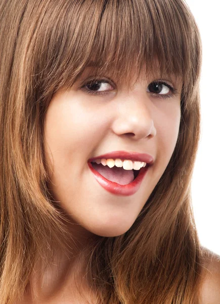 Porträtt av den vackra leende tonårsflicka. — Stockfoto