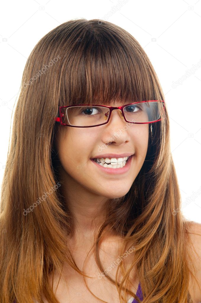 Portrait Of The Beautiful Smiling Teenage Girl With