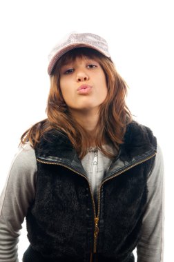 Beautiful rapper girl sending a kiss. clipart