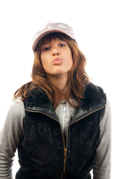 Bella rapper ragazza invio di un bacio . — Foto Stock