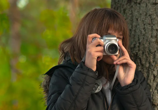 stock image Teenage girl taking pictures