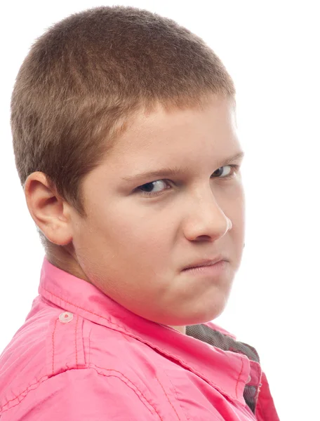 Nastoletni chłopak patrząc z nienawiści w oczach — Zdjęcie stockowe