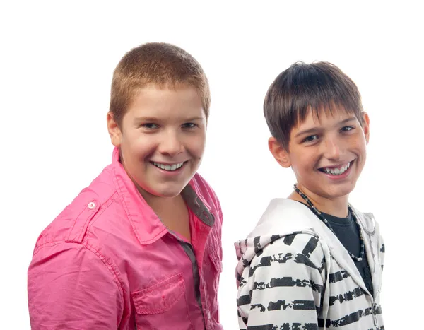Two handsome teenage boys smiling — Stock Photo, Image