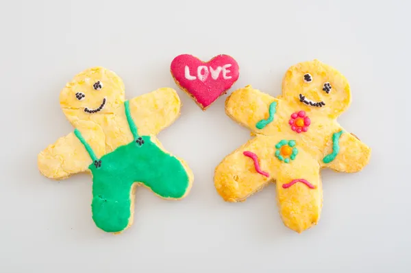 Biscuits magnifiquement décorés représentant l'amour entre l'homme et la femme — Photo