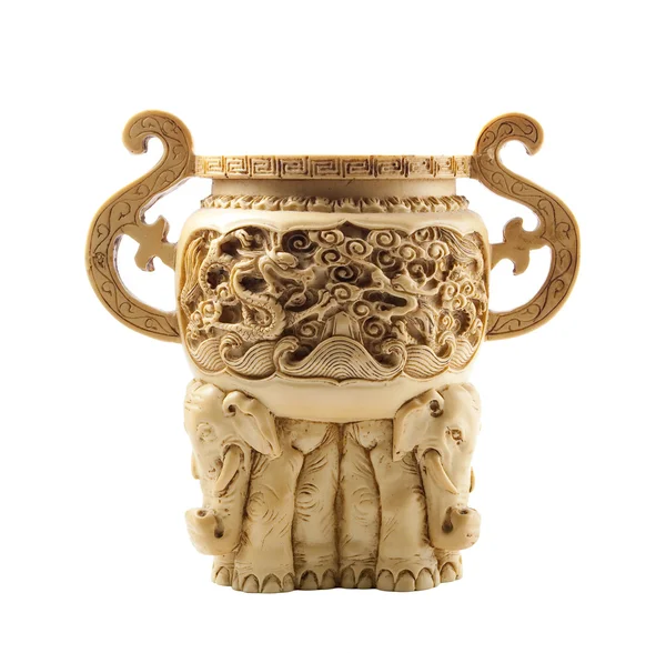 Belo vaso chinês feito de marfim — Fotografia de Stock