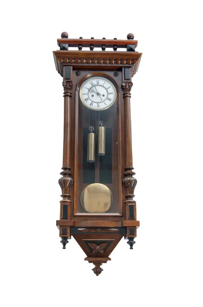 Starožitné nástěnné hodiny izolované na bílém pozadí — Stock fotografie