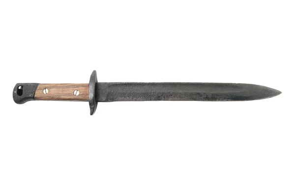 Old army bayonet that went through some battles — Stock Photo, Image