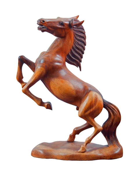 Vacker skulptur av häst av endast en fred av trä — Stockfoto