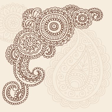 Henna Mehndi Pasiley Flowers Doodles Vector clipart