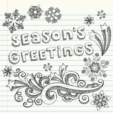 Season's Greetings Winter Sketchy Notebook Doodles clipart