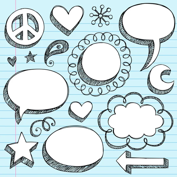 Esquisse Retour à l'école Discours Bubble Doodles — Image vectorielle