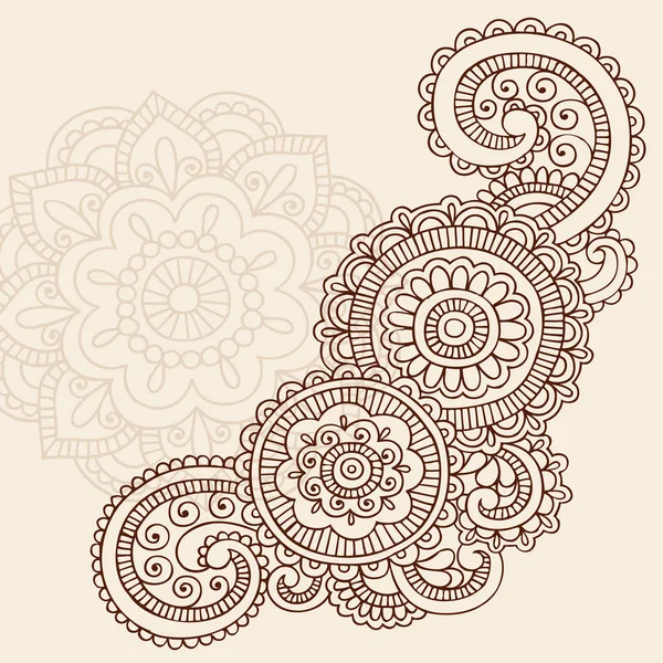 Henna Mehndi Pasiley Fiori Doodles Vettore — Vettoriale Stock
