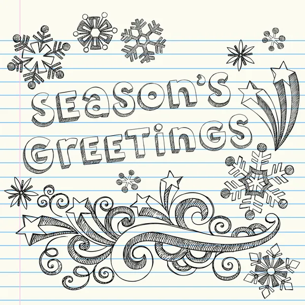 Saluti di stagione Inverno Sketchy Notebook Doodles — Vettoriale Stock