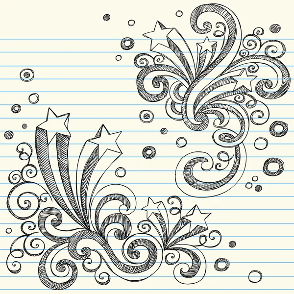 Sketchy Volver a la escuela Starburst Notebook Doodles — Archivo Imágenes Vectoriales