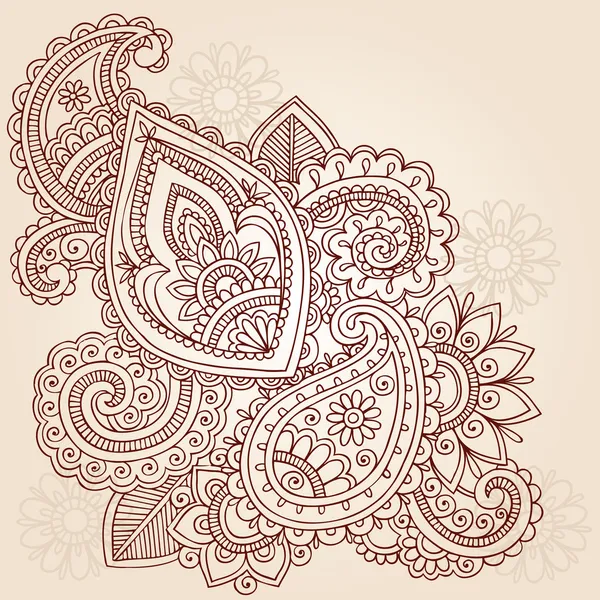 Henna Mehndi Pasiley Doodle vektor — Stock Vector