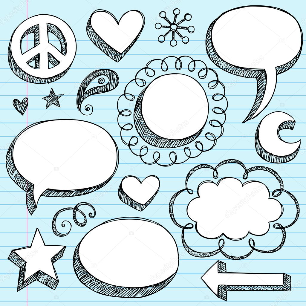 Sketchy Back to School Speech Bubble Doodles