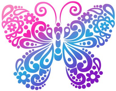 Swirly Butterfly Vector Design Element clipart