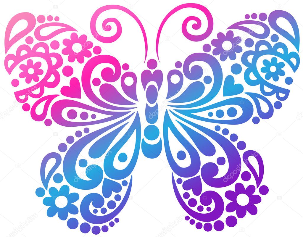 Swirly Butterfly Vector Design Element
