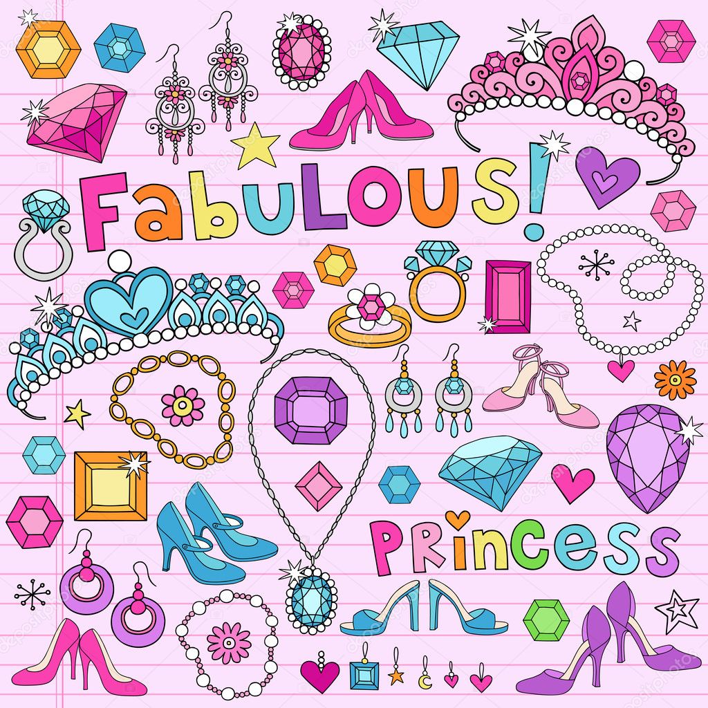 Princess Notebook Doodles Vector Illustration Design Elements