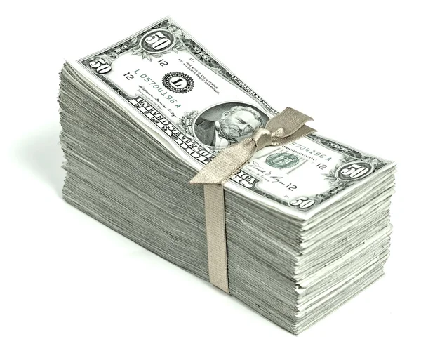 Amerika Birleşik Devletleri para yığını bir şerit - ellili bağlı — Stok fotoğraf