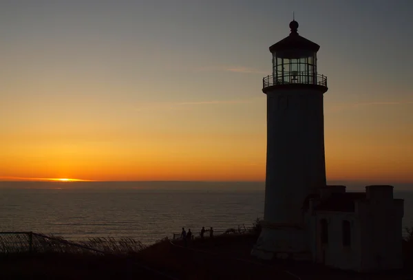 Farol North Head na costa de Washington ao pôr-do-sol — Fotografia de Stock