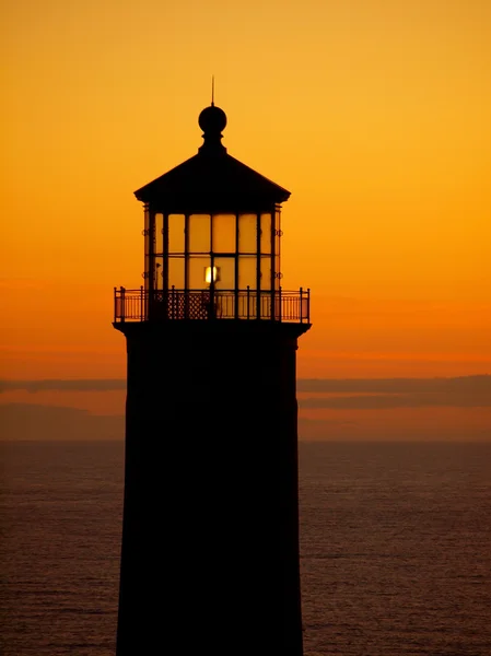 North Head Lighthouse na pobřeží Washingtonu při západu slunce — Stock fotografie
