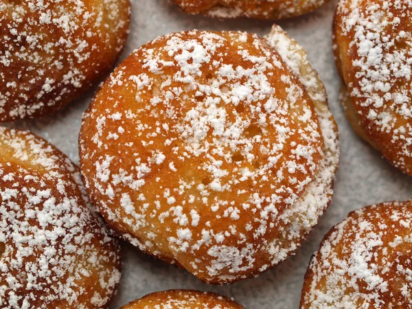 stock image A Plate of Freshly Made Aebelskivers with Powdered Sugar