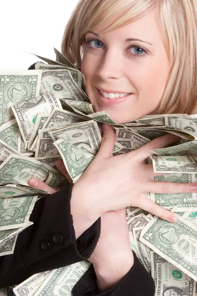 Femeia care deține bani — Fotografie, imagine de stoc