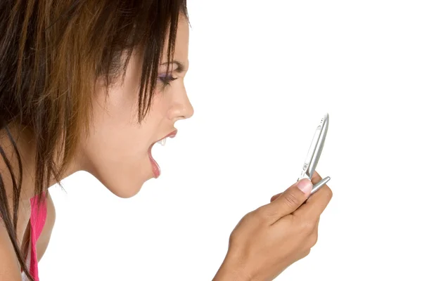 Mulher do telefone gritando — Fotografia de Stock
