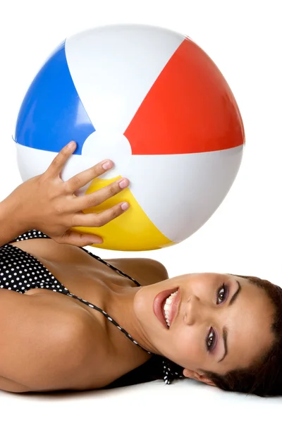 Beach Ball Woman — Stock Photo, Image