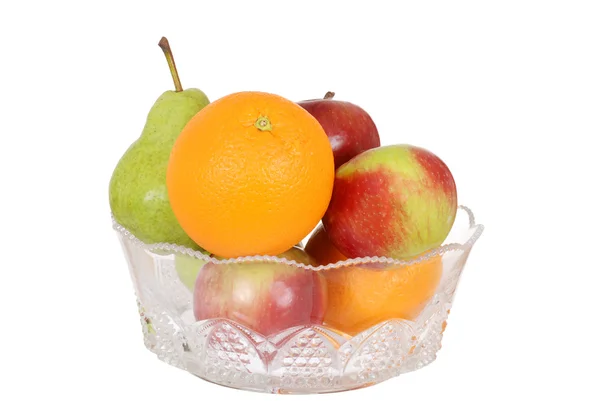 Gyümölcs, üvegtál — Stock Fotó