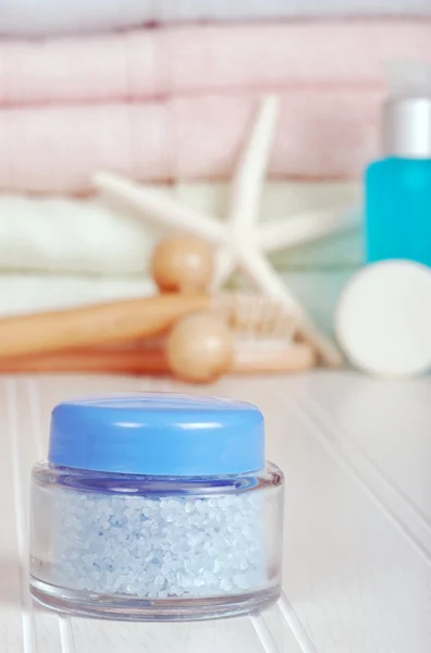 Jar of bath salts — Stock Photo, Image