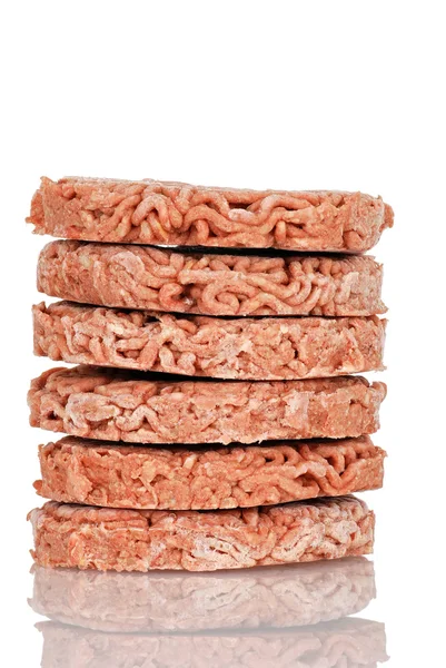 Stack of frozen hamburgers — Stock Photo, Image