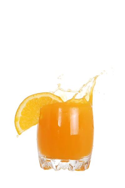 Glas van jus d'orange splash — Stockfoto