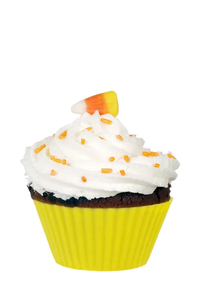 Candy corn cupcake with butter cream icing — Stok fotoğraf