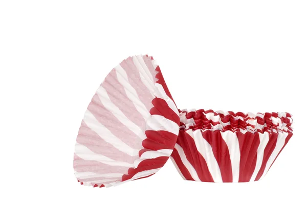 Κόκκινο και λευκό στροβιλισμού cupcake κύπελλα — Φωτογραφία Αρχείου