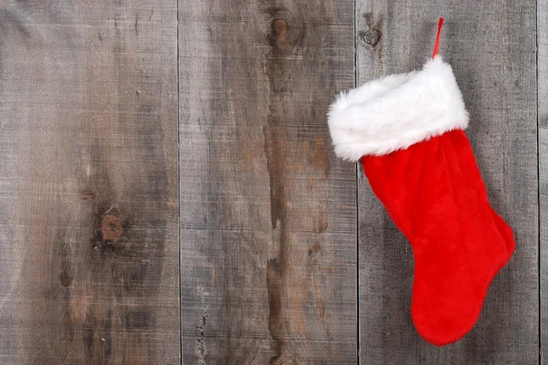 Vánoční ponožka na dřevo — Stock fotografie