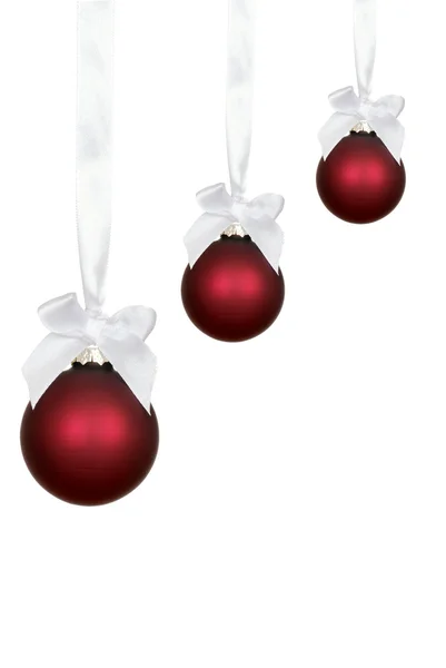 Three red christmas ornaments — Stock Photo, Image