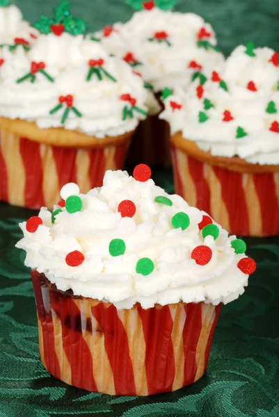Christmas decorated cupcakes Stock Image
