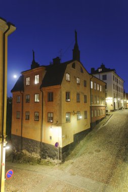 Sodermalm üzerinde Stokholm moon