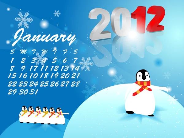 Календарь на январь 2012 года — стоковый вектор