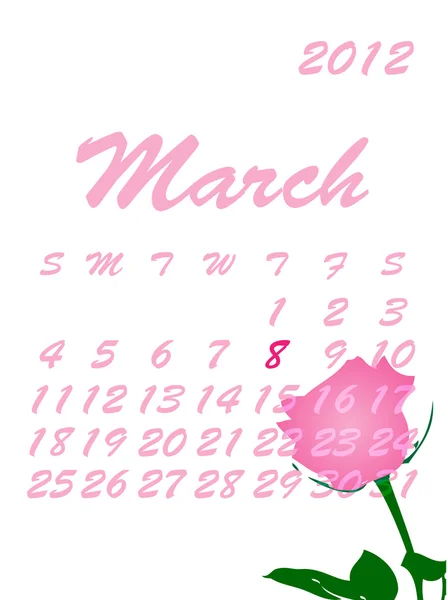 Calendrier pour mars 2012 — Image vectorielle