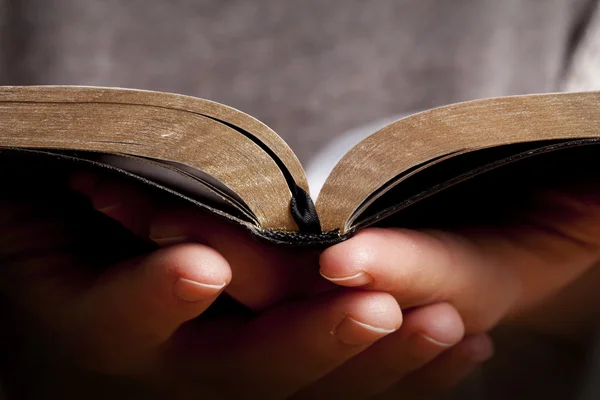 Frau hält die Bibel in der Hand — Stockfoto