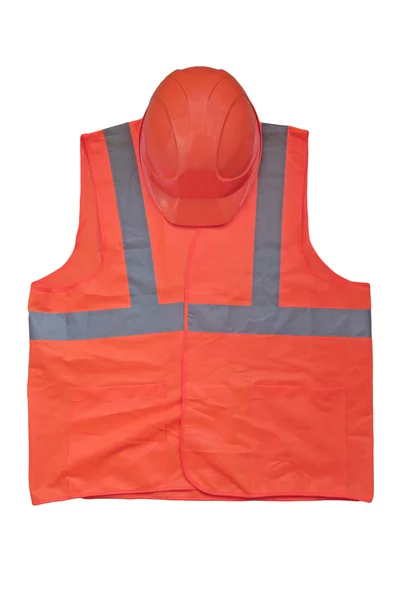 Yellow high visibility vest and protective helmet — Stock Photo, Image