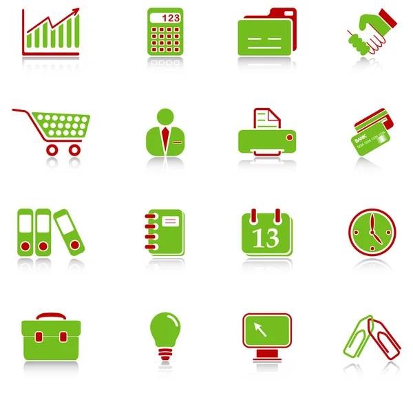 Ícones de negócios - série verde-vermelho —  Vetores de Stock