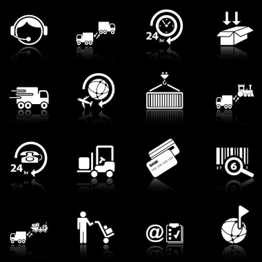 Logistics icons - black series clipart