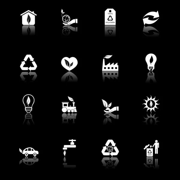 Milieu pictogrammen - zwarte serie — Stockvector