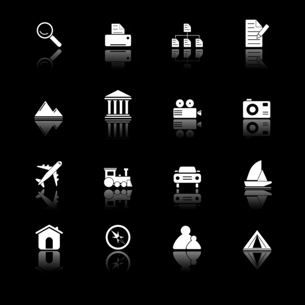 Foto en reizen pictogrammen - zwarte-serie — Stockvector