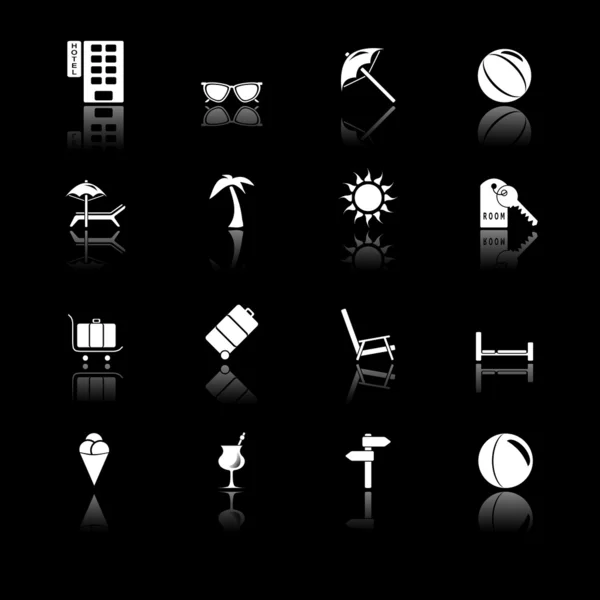 Icônes de voyage - série noire — Image vectorielle